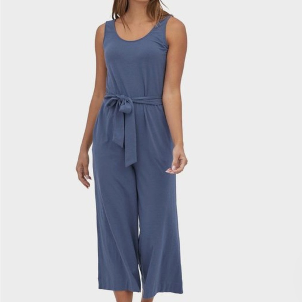 Patagonia Blue Sleeveless Jumpsuit with Tie Waist